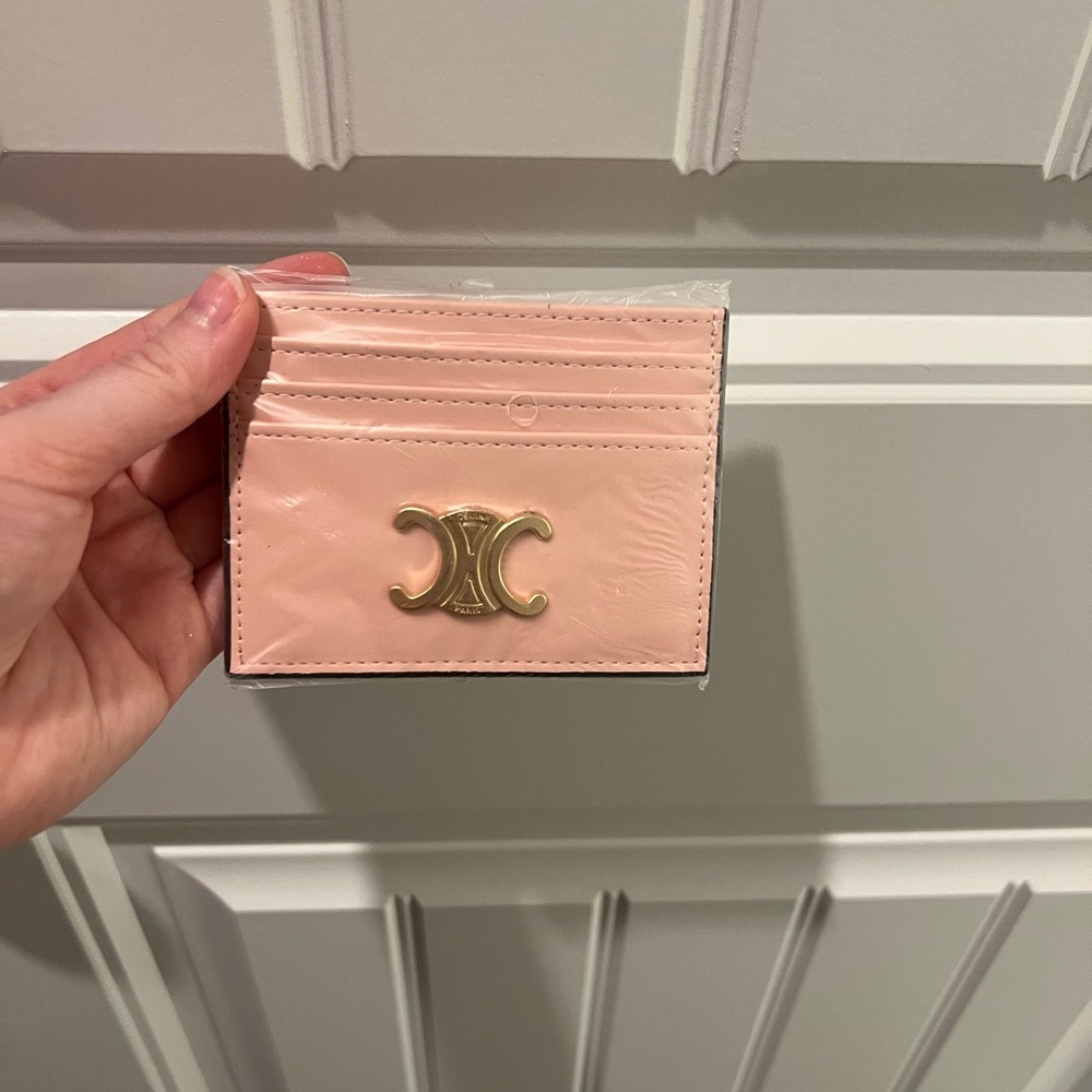 Pink Card Holder with Gold Accent